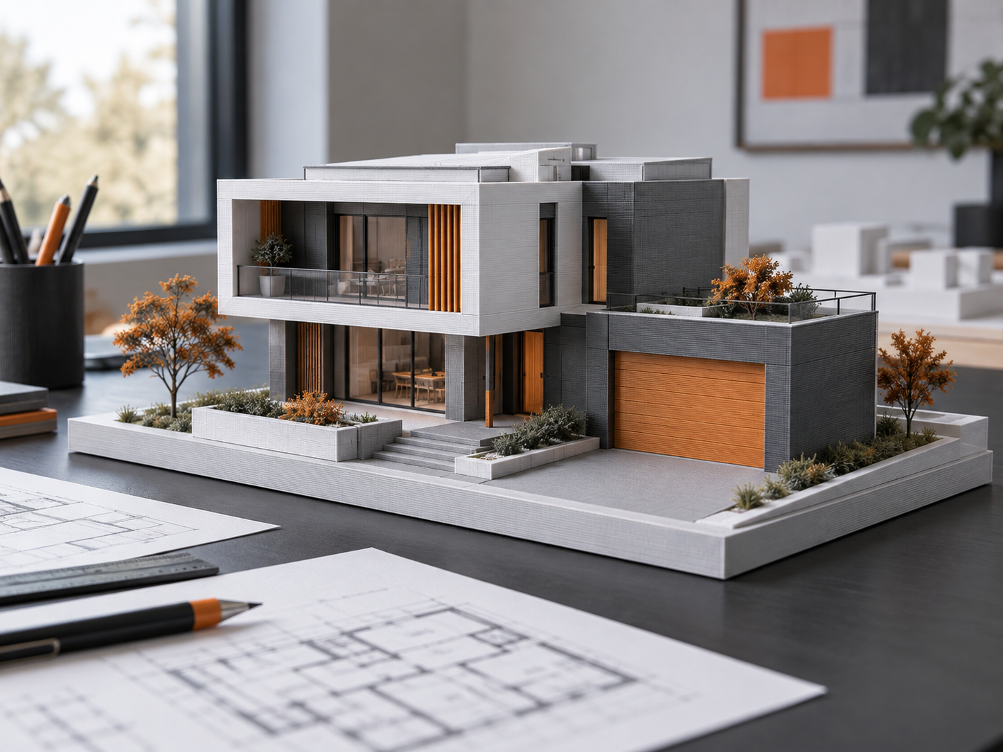 Maqueta arquitectónica de una vivienda fabricada mediante impresión 3D
